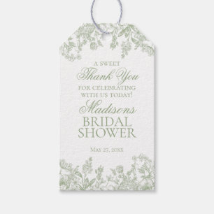 Etiquetas Para Regalos Ducha de novia floral vintage de Sage Chinoiserie