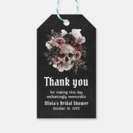 Etiquetas Para Regalos Ducha de Novia Gótica Floral de Halloween Negro Cr