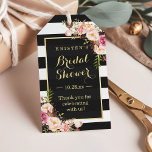 Etiquetas Para Regalos Ducha De Novias Gracias Por Las Rayas Florales Ros<br><div class="desc">Floral rosa Vintage moderna con franjas blancas negras - Plantilla de etiqueta de regalo de ducha de novia. (1) Para una mayor personalización, haga clic en el enlace "personalizar adicional" y utilice nuestra herramienta de diseño para modificar esta plantilla. (2) Si necesita ayuda o elementos coincidentes, póngase en contacto conmigo....</div>