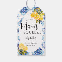 Ducha Nupcial Brillante de Azulejos Azules y Limón