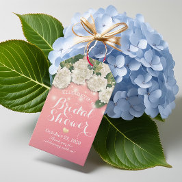 Etiquetas Para Regalos Ducha nupcial Hydrangea Flores String Luces rosa