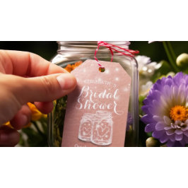 Etiquetas Para Regalos Ducha nupcial Mason Jars String Lights Rosa Gold