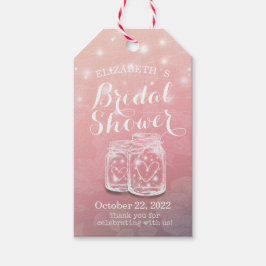 Etiquetas Para Regalos Ducha nupcial Mason Jars String Luces Flor rosa