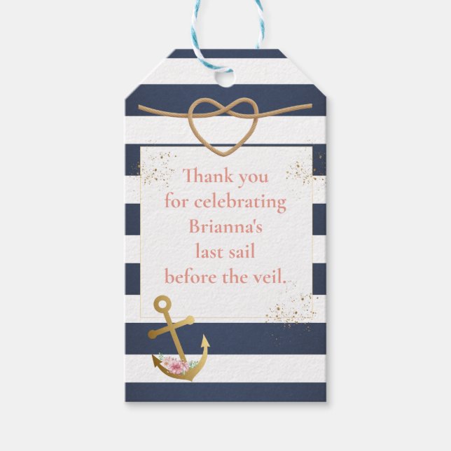Etiquetas Para Regalos Ducha nupcial náutica (Anverso)