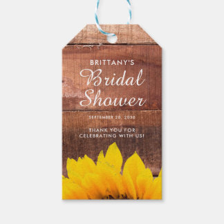 Etiquetas Para Regalos Ducha nupcial rústica de madera del girasol