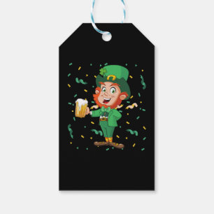 Etiquetas Para Regalos Duende bebiendo cerveza día de San Patricio