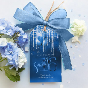 Etiquetas Para Regalos Dulce 16 DK ID473 azul de las luces y de los