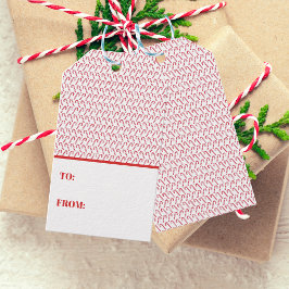 Etiquetas Para Regalos Dulce Caña de Caramelo Rayada Navidad Rojo Blanco
