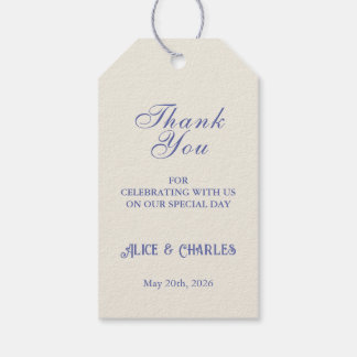 Etiquetas Para Regalos Dulce crema floral de Pea y azul Gracias Boda