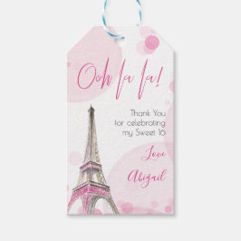 Etiquetas Para Regalos Dulce Dieciséis Torre Eiffel de París Rosa Gracias