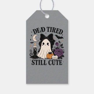Etiquetas Para Regalos Dulce Fantasma Coquette de Halloween con Lazo