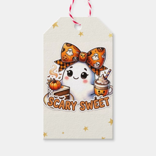 Etiquetas Para Regalos Dulce Fantasma Espeluznante (Anverso)
