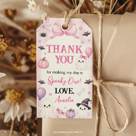 Etiquetas Para Regalos Dulce Fantasma Rosa de Halloween Cumpleaños Gracia