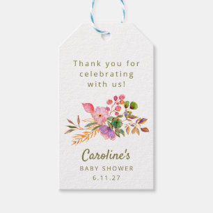 Etiquetas Para Regalos Dulce Fiesta de Bebé Floral Acuarela Personalizada