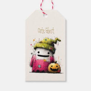Etiquetas Para Regalos Dulce Parche de Acuarela Fantasma Hallow