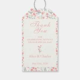 Etiquetas Para Regalos Dulce Pea Floral Rosa y Crema Gracias Boda