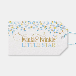 Etiquetas Para Regalos Dulce Shower de Twinkle Little Star Azul y Dorado