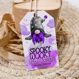 Etiquetas Para Regalos Dulce truco de halloween de gnomo morado o vístete