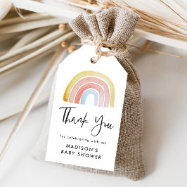 Etiquetas Para Regalos Dulce y Colorido Arcoíris de Acuarela para Baby Sh