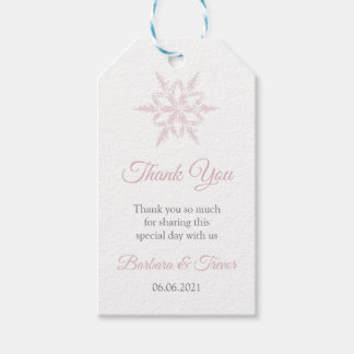 Etiquetas Para Regalos Duste copos de nieve rosados Boda de Invierno Grac