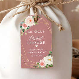 Etiquetas Para Regalos Duste Rosa Rubor Floral Bridal Shower