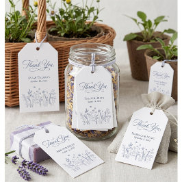 Etiquetas Para Regalos Dusty Blue Flor Silvestre Elegante Agradecimiento 
