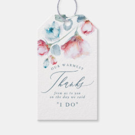 Etiquetas Para Regalos Dusty Blue Floral Elegant Wedding Gracias