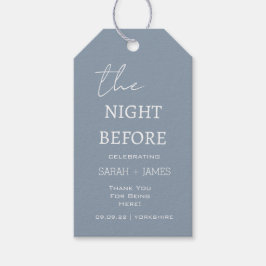 Etiquetas Para Regalos Dusty Blue la noche antes del Boda Gracias