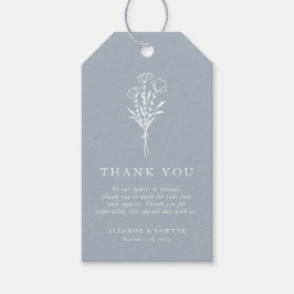 Etiquetas Para Regalos Dusty Blue Minimalista Floral Bouquet Boda
