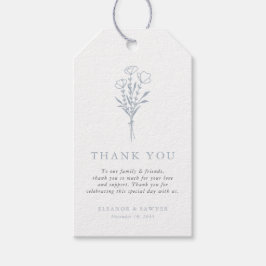 Etiquetas Para Regalos Dusty Blue Minimalista Floral Bouquet Boda