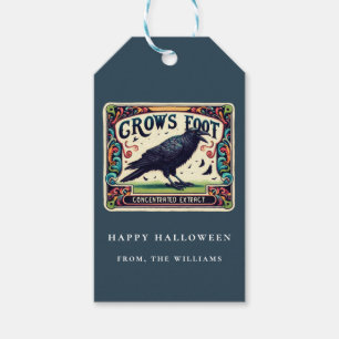 Etiquetas Para Regalos Dusty Blue Potion Halloween Black Crow Gift Tag