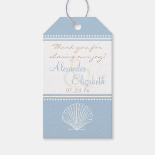 Etiquetas Para Regalos Dusty Blue Seashell Boda Favor Invitado Gracias-