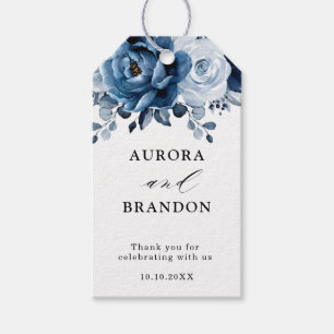 Etiquetas Para Regalos Dusty Blue Slate Navy Floral Boda Gracias