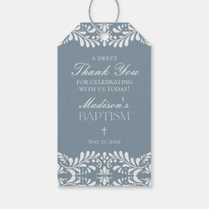 Etiquetas Para Regalos Dusty Blue Talavera Tile Fiesta Baptism Favor