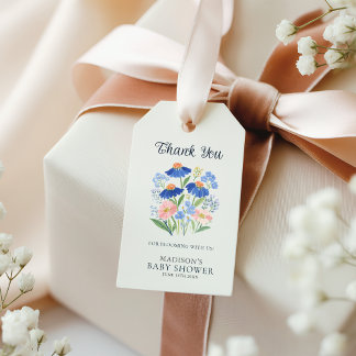 Etiquetas Para Regalos Dusty Blue Wildflower Baby Shower Agradecimiento  