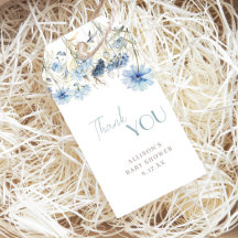 DUSTY Blue Wildflower Baby Shower Gracias