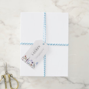 Etiquetas Para Regalos Dusty Blue Wildflower Bridal Shower No Wrap