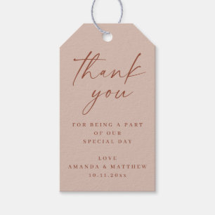 Etiquetas Para Regalos Dusty Rose Minimalista Agradecimiento de Boda   El