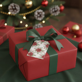 Etiquetas Para Regalos Editable Watercolor Poinsettia Holiday To / From 