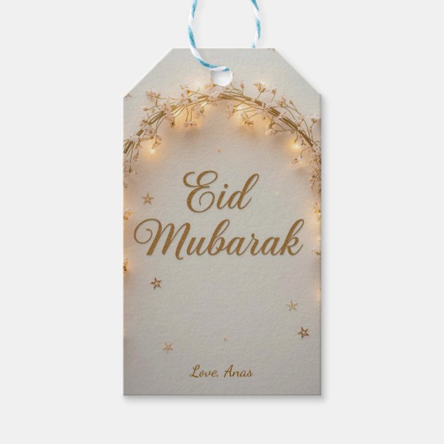 Etiquetas Para Regalos Eid Mubarak personalizado (Anverso)