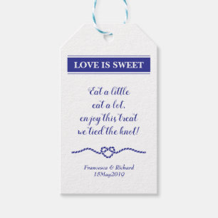 Etiquetas Para Regalos El amor es Boda de corazón dulce de la Marina Azul