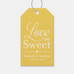 Etiquetas Para Regalos El amor es dulce Boda de escritura amarilla Monogr