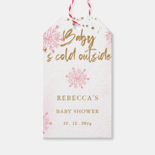Etiquetas Para Regalos El bebé rosado está frío fuera del Baby Shower inv