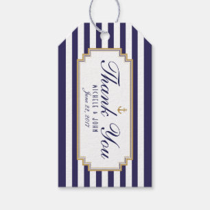 Etiquetas Para Regalos El blanco azul náutico elegante le agradece las