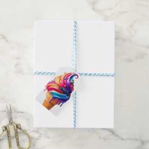 Etiquetas Para Regalos El clásico cono de helado vibrante de SlipperyJoe