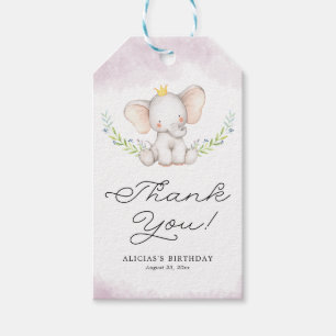 Etiquetas Para Regalos El cumpleaños del elefante del bebé de la acuare