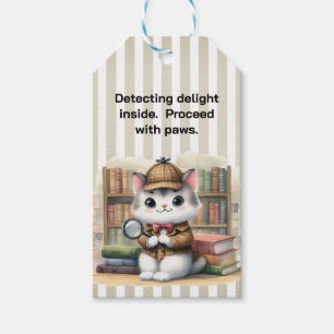 Etiquetas Para Regalos El detective Kitten del Purrlock Holmes en la bibl