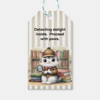 Etiquetas Para Regalos El detective Kitten del Purrlock Holmes en la bibl