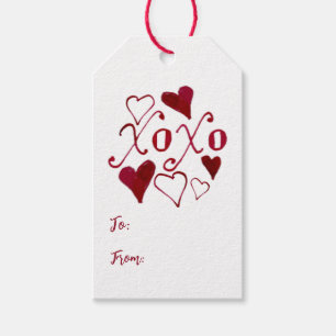 Etiquetas Para Regalos El día de San Valentín caprichoso XOXO con letras 