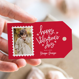 Etiquetas Para Regalos El día de San Valentín fotográfico de corazones ro